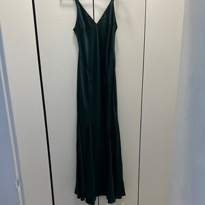 Reformation Tyler Satin Gown in Forest Green - NEW W TAGS/SOLD OUT ONLINE